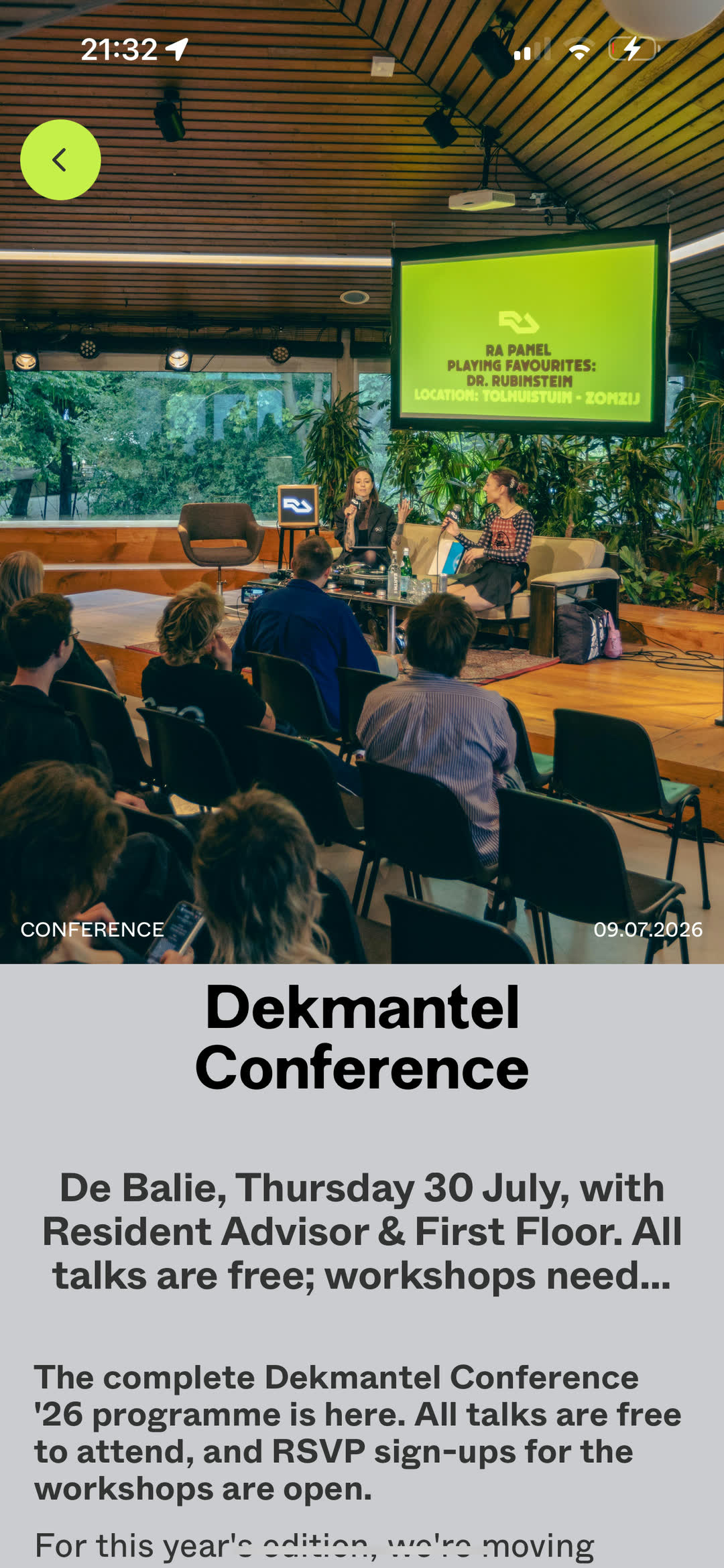 Dekmantel Conference programme page