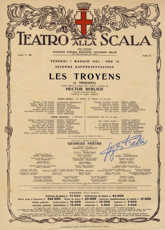 Locandina Teatro alla Scala — Les Troyens, 1982